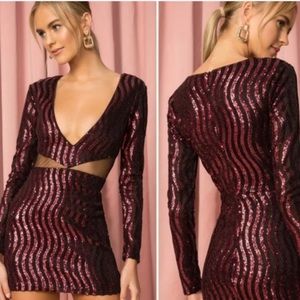 Revolve Superdown Kim Deep V Sequin Mini Dress L NWT Holidays New Year